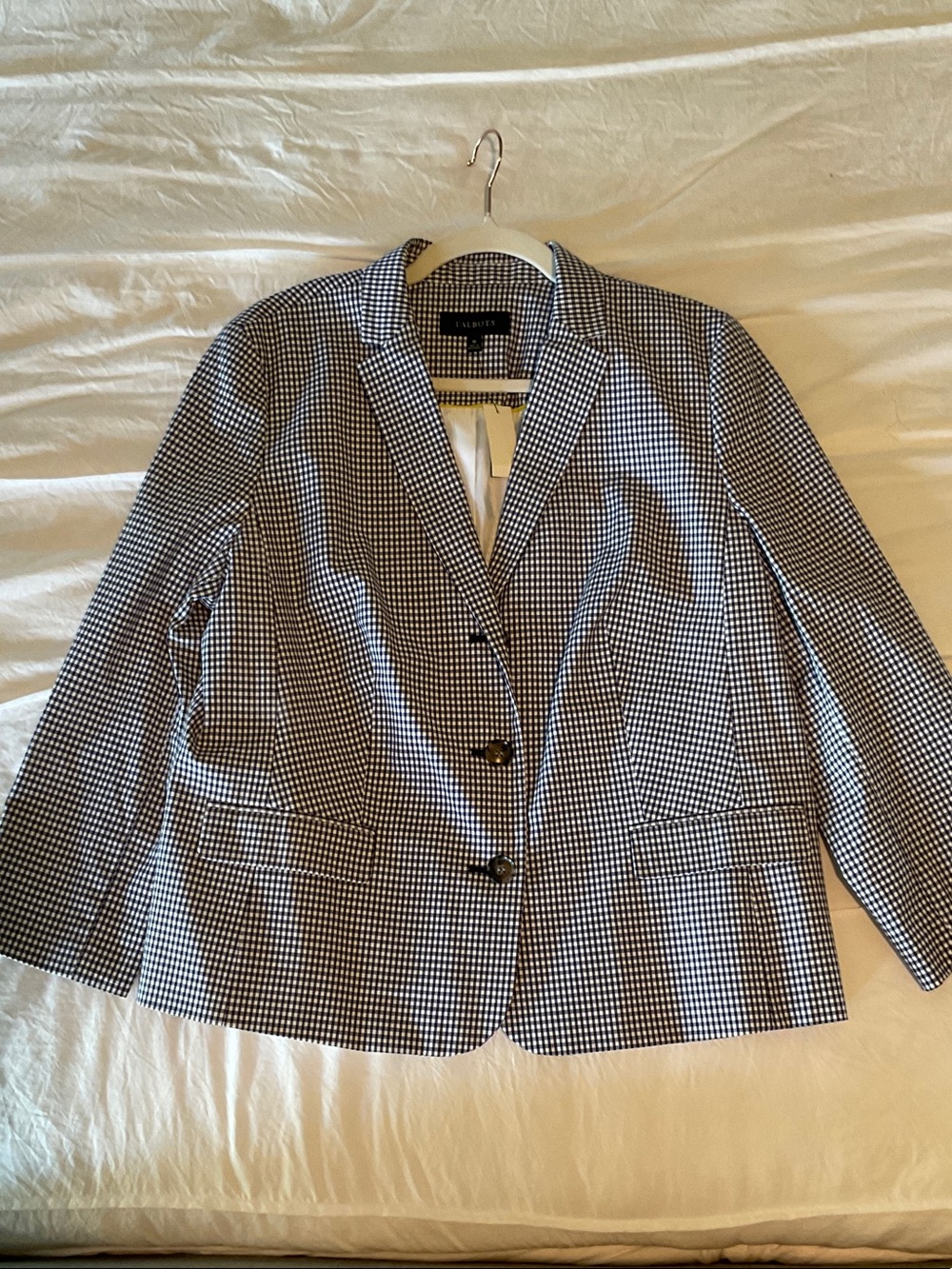 Talbots Black and White Gingham Blazer